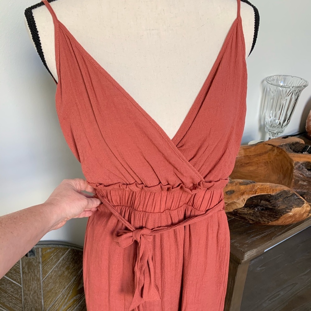 Gorgeous burnt orange long pant romper